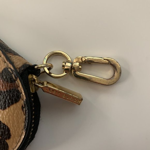 Tory Burch Heart Shaped Leopard Key Fob Coin Purse - Picture 7 of 7